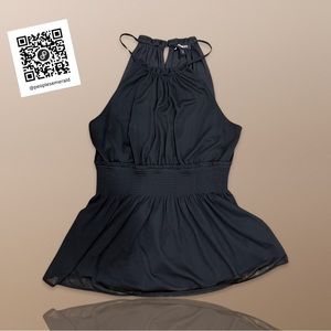 Express Black Halter Blouse Sleeveless Ruched Flowy Soze S/P